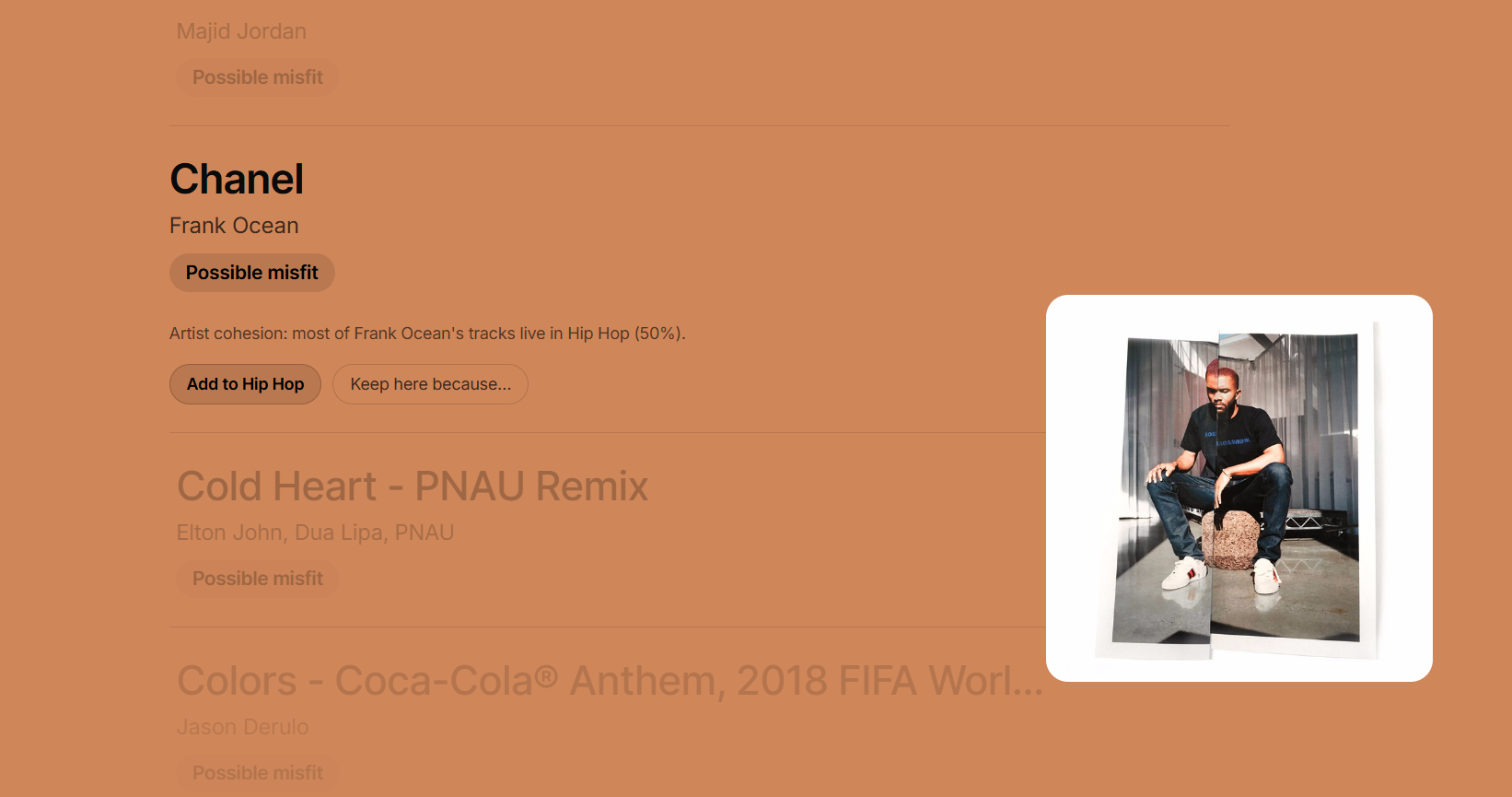 Playlist sort screenshot