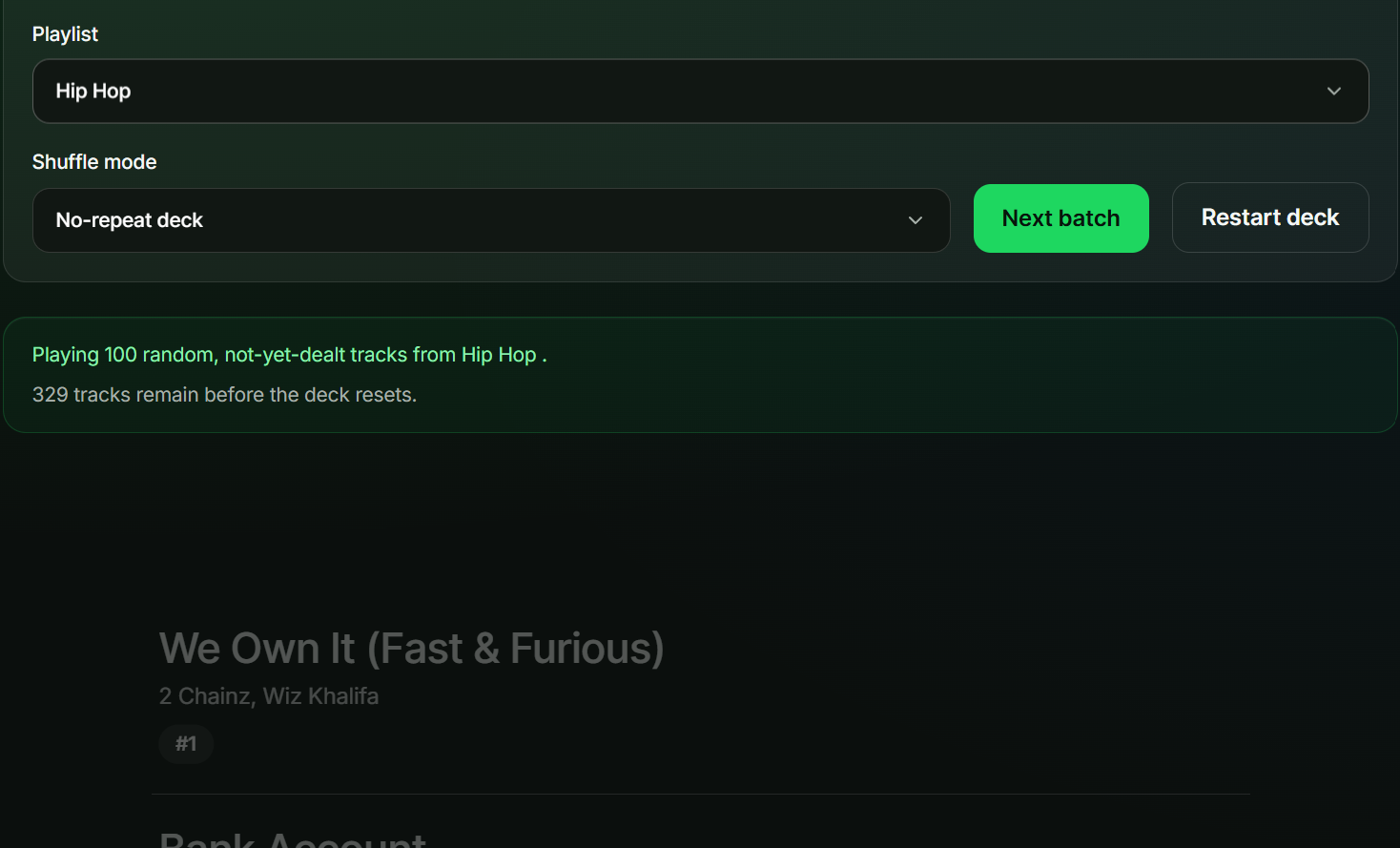 Fair shuffle screenshot